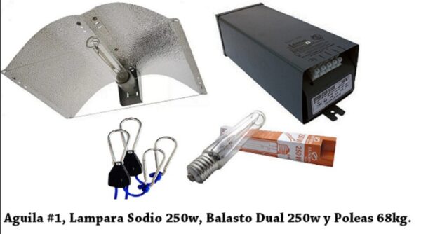 Kit Cultivo Indoor Sodio 250w Aguila Balasto Dual Poleas y Cableado