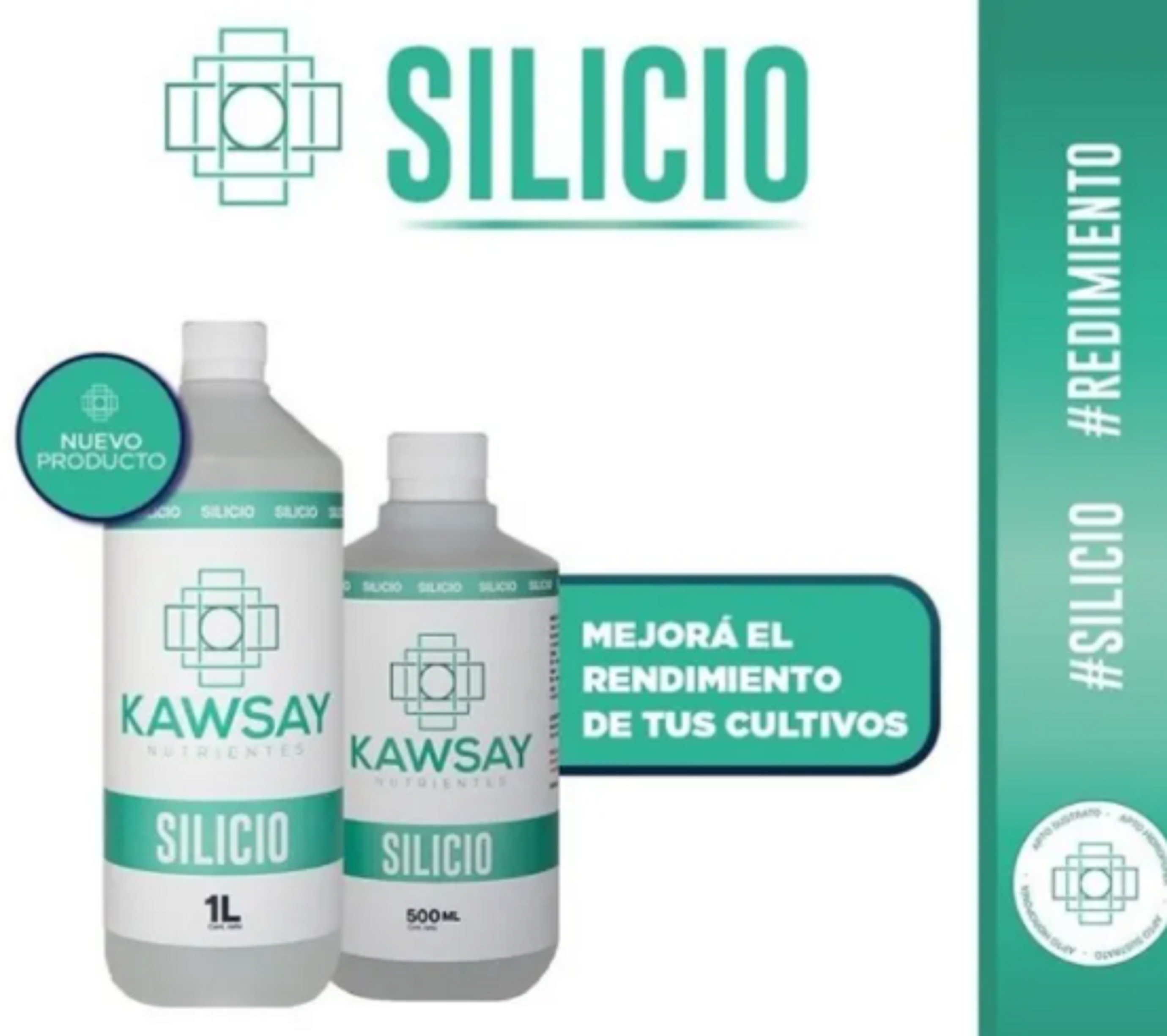 Kawsay Silicio 500ml Nutrientes Rendimiento Hidroponia Sustrato