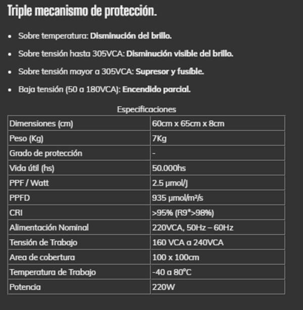 Panel Mars LED para cultivo indoor SunFlash 225E (cubre 100x100cm)  PRE VENTA – CONSULTA EN EFECTIVO- - Imagen 6